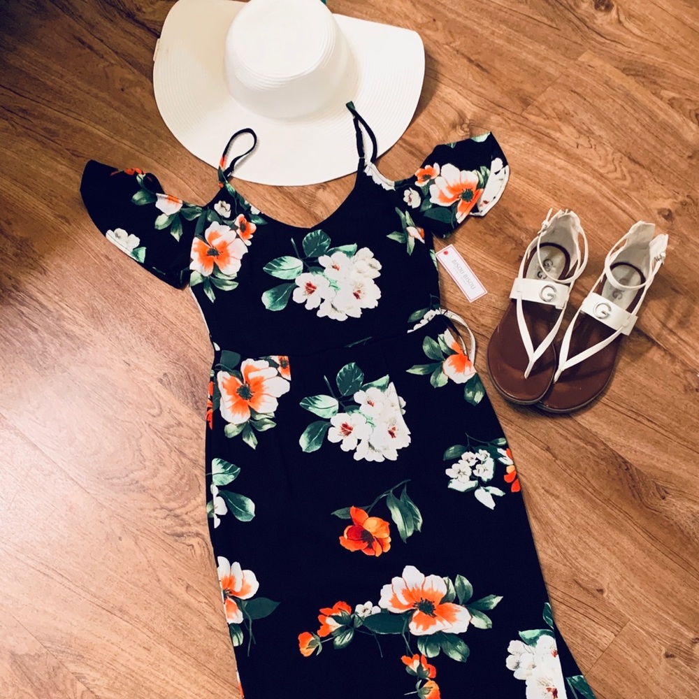 Bisou Bisou Floral Spaghetti Strap Dress